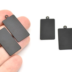 28x14mm Black Plated Rectangular Plate, Black Rectangular Charms, Black Rectangular Pendant, Rectangular Necklace, Wholesale, RBB117