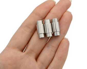7mm Inner Size Magnetic Clasp, Rhodium Plated End Caps, Brass Leather End Caps, Leather Magnetic Clasp, Magnetic Closures