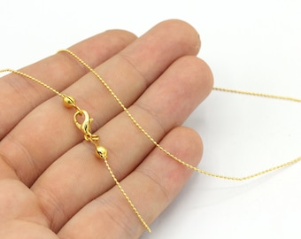 Tiny Necklace Chain, 16”- 17”- 18”- 20”- 22”- 24”- 25”, 24k Shiny Gold Plated Chain, Gold Ball Chains, Dainty Necklace Chain, Soldered Chain