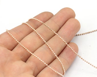 1.5mm Rose Gold Plated Ball Chains, Rose Gold Ball Bead Chain, Soldered Chain, Choker Ball Chain, Rose Gold Plated Chain, Bulk Lot Chains