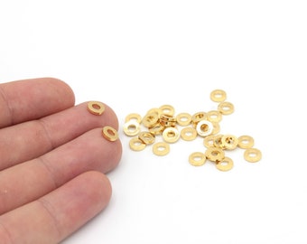 6mm 24k Shiny Gold Plated Rondelle Spacer Beads, Gold Spacer Beads, Circle Spacer Beads, Gold Beads, Round Beads, Gold Plated Findings