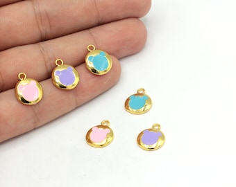 Charm de Mickey Mouse chapado en oro, pulsera de Mickey Mouse, cuentas de Mickey Mouse, charm de Mickey Mouse esmaltado, charm redondo, colgante chapado en oro