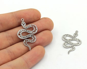 20x39mm Stainless Steel Snake Charm, Snake Pendant, Steel Charm Earrings, Animal Charms, Laser Cut Charm, Stainless Steel Findings