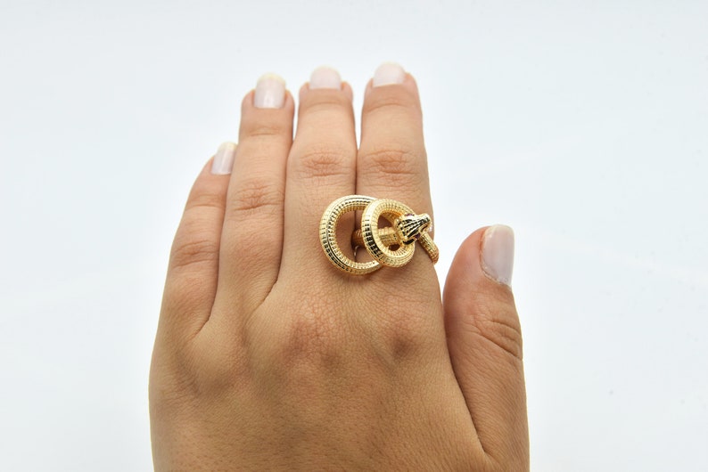 Gift Rings Gold Plated Open Snake Ring Minimalist Ring Dainty Ring Adjustable Animal Ring Wholesale Gold Plated Long Snake Ring