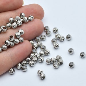 5mm Silver Plated Beads. Silver Spacer Beads, Silver Spacer Balls, Silver Plated Findings, Bracelet Connectors, Wholesale  RHD036