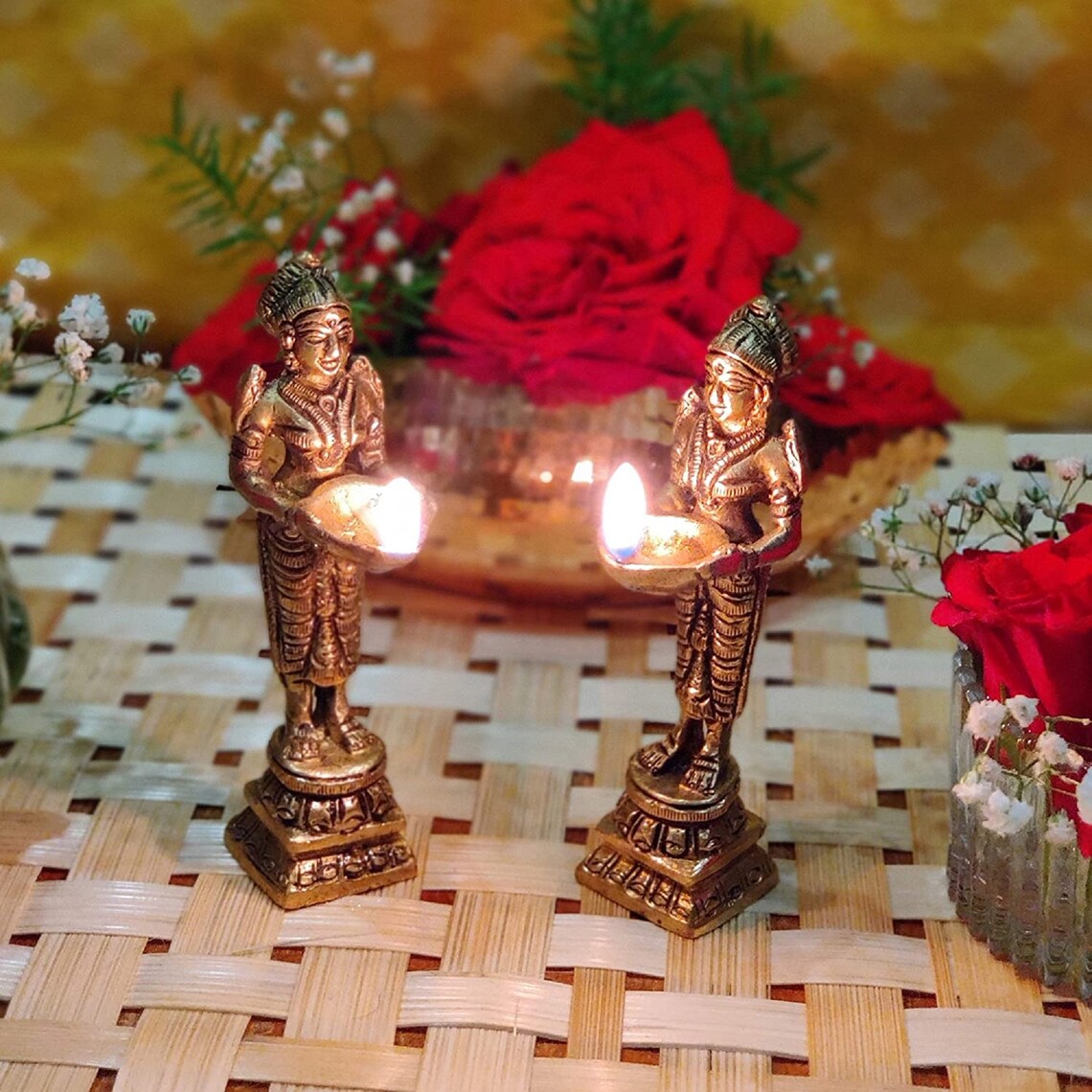 Diwali Oil Lamp Pooja Diya Brass Light Puja Decorations Mandir Etsy