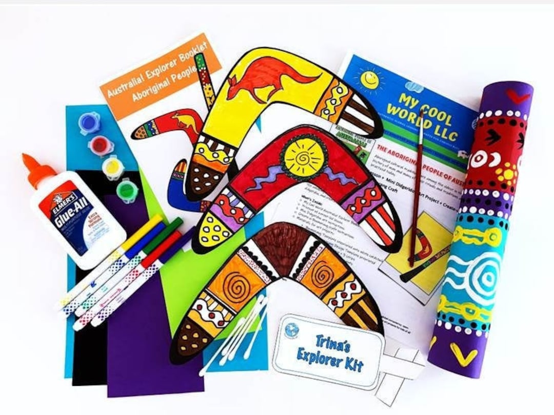 Australia DIY 2 Boomerangs 1 Mini Didgeridoo Craft Kit for Kids, Intro