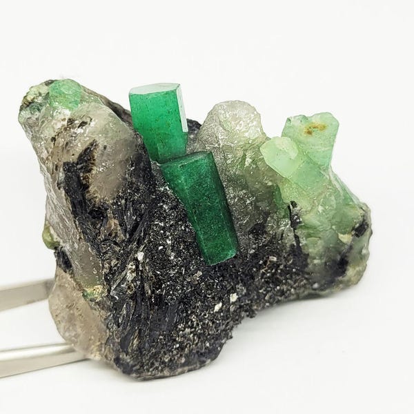 Zambia Emerald Matrix Specimen: Raw Beryl Crystal with Quartz, 221 Cts