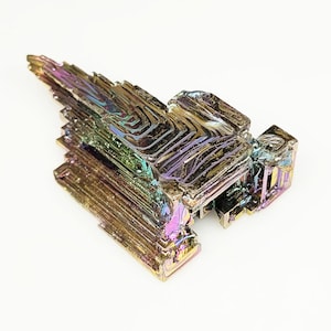 Rainbow Bismuth Crystal Specimen: Geometric Metallic Stone, Czech Republic