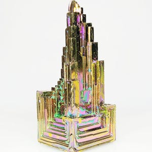 Rainbow Bismuth Crystal Specimen: Geometric Healing Stone (58mm, Czech Republic