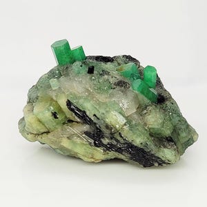 Emerald Specimen 560 Ct Natural Zambia Emerald Crystal on Quartz Matrix Rough