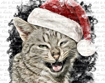 Christmas, Cat, Christmas, Cat, Merry Christmas, Sublimation, JPEG, PNG, Digital Files, Instant Download, Art Design, Digital Clipart