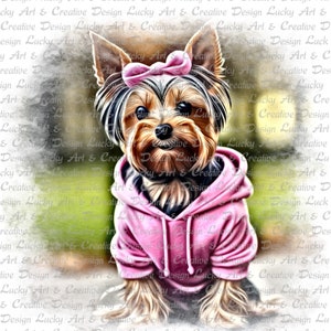 Yorkshire Terrier, Yorki, Dog, Dog,Hoodie, Pink, PNG, JPG, Digital Files, Instant Download, Nature, Art Design, Digital Clipart, image 1