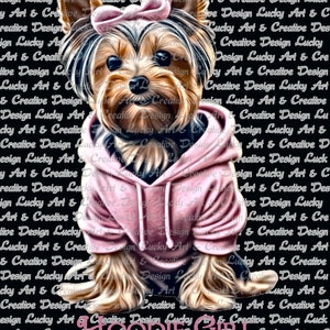 Yorkshire Terrier, Yorki, Dog, Dog,Hoodie, Pink, PNG, JPG, Digital Files, Instant Download, Nature, Art Design, Digital Clipart, image 4