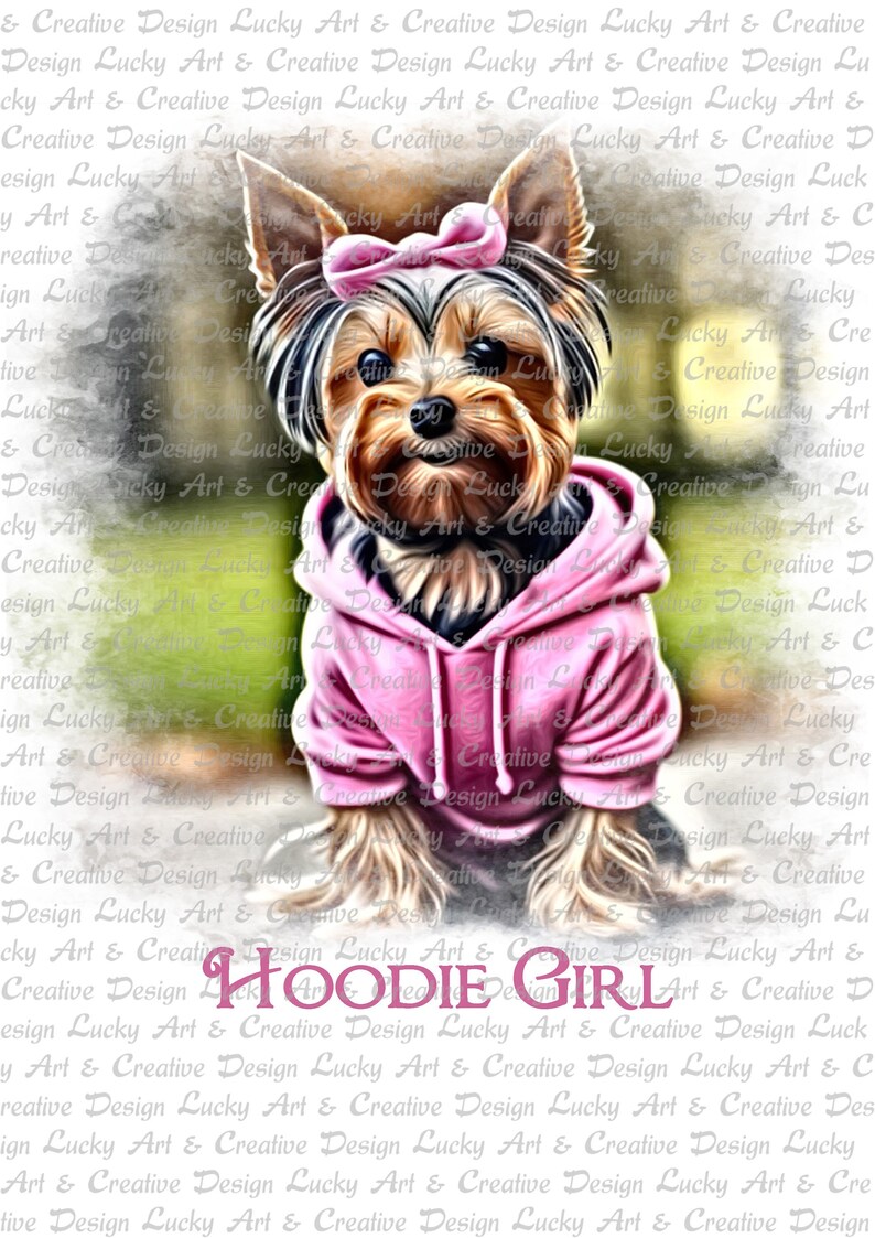 Yorkshire Terrier, Yorki, Dog, Dog,Hoodie, Pink, PNG, JPG, Digital Files, Instant Download, Nature, Art Design, Digital Clipart, image 1