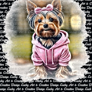 Yorkshire Terrier, Yorki, Dog, Dog,Hoodie, Pink, PNG, JPG, Digital Files, Instant Download, Nature, Art Design, Digital Clipart, image 3