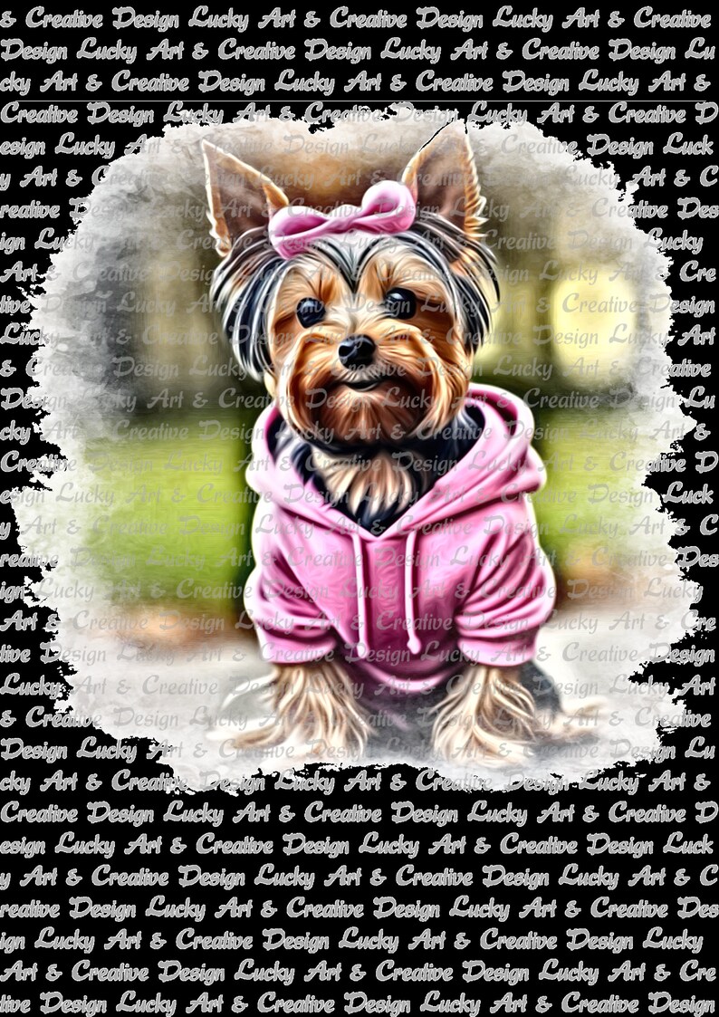 Yorkshire Terrier, Yorki, Dog, Dog,Hoodie, Pink, PNG, JPG, Digital Files, Instant Download, Nature, Art Design, Digital Clipart, image 3