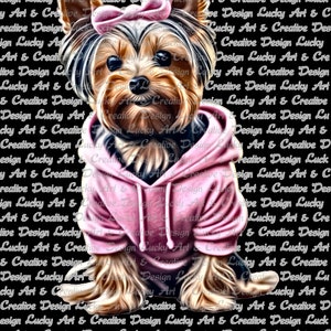 Yorkshire Terrier, Yorki, Dog, Dog,Hoodie, Pink, PNG, JPG, Digital Files, Instant Download, Nature, Art Design, Digital Clipart, image 2