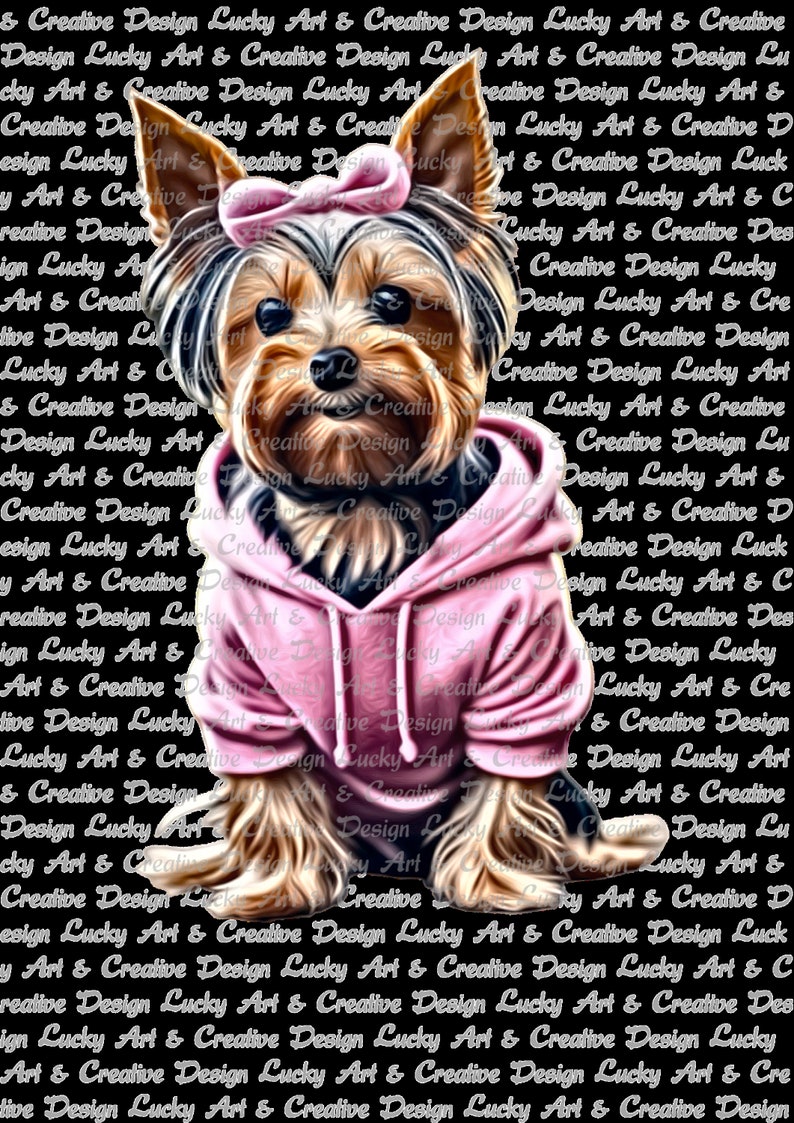 Yorkshire Terrier, Yorki, Dog, Dog,Hoodie, Pink, PNG, JPG, Digital Files, Instant Download, Nature, Art Design, Digital Clipart, image 2