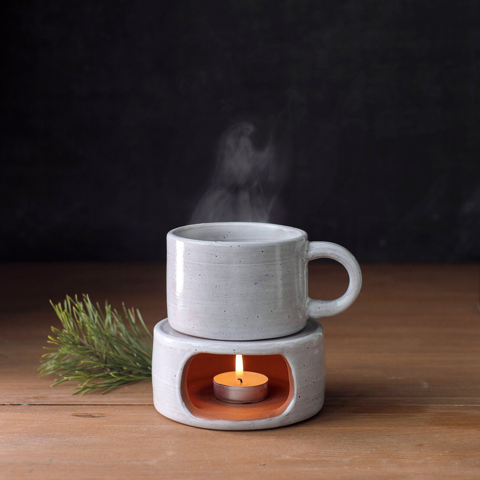 Ceramic warm stove for heating a cup. Ceramic mug handmade. Etsy