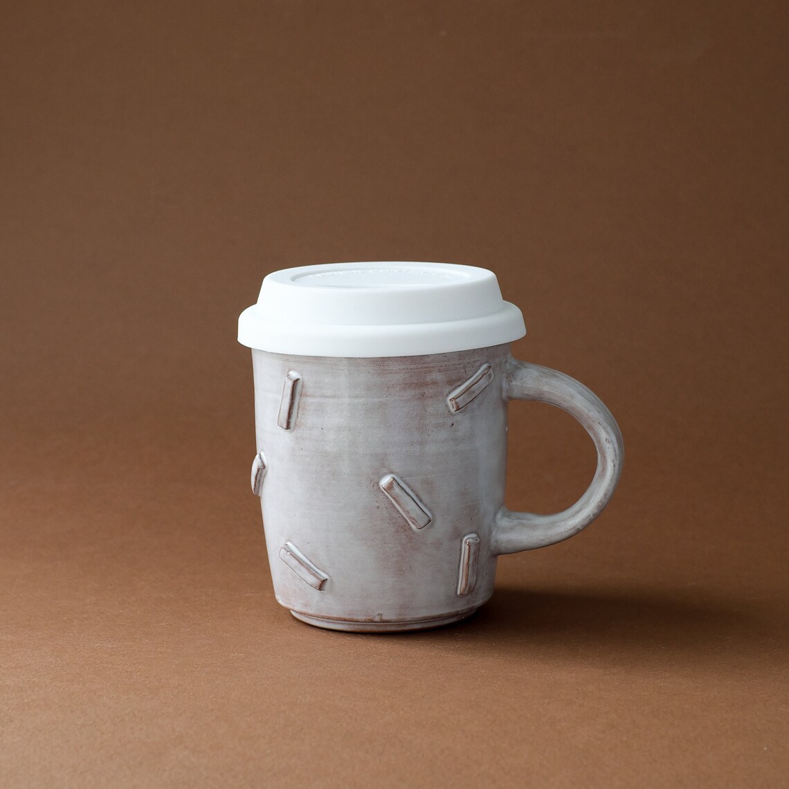 Handmade Ceramic Travel Mug. Mug with reusable Silicone Lid. Etsy
