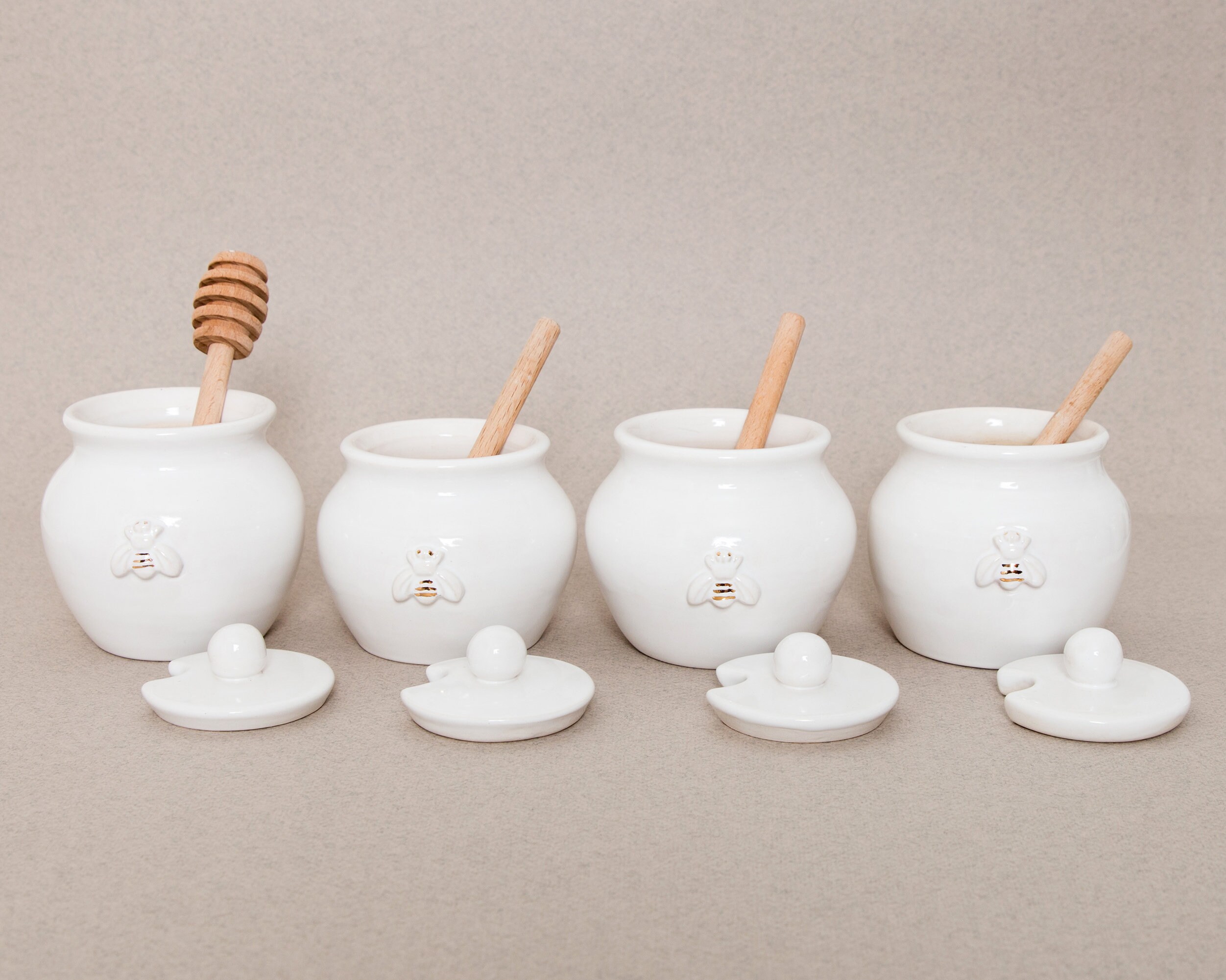 Ceramic Honey jar. Handmade White jar. Honey pot. Honey jar Etsy