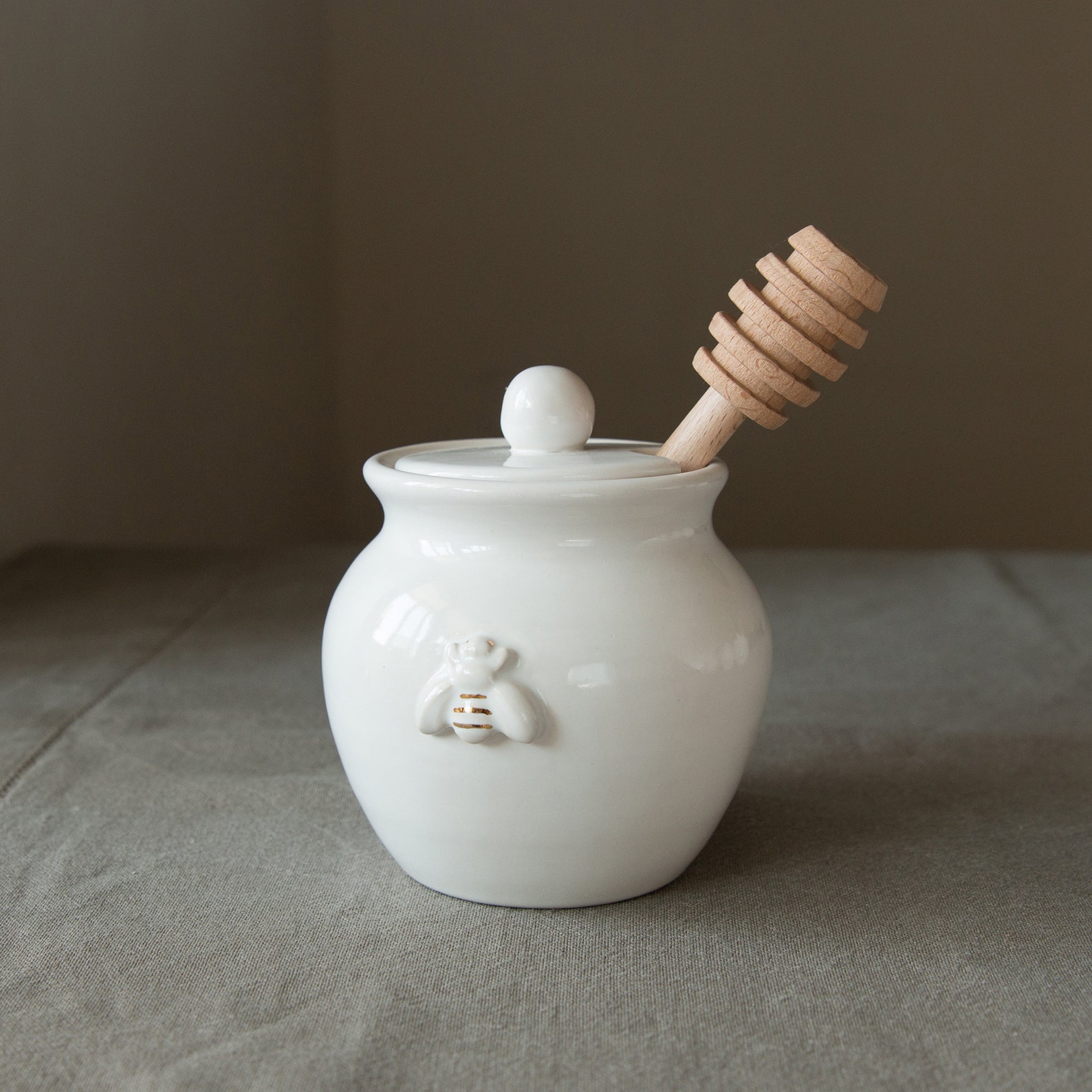 Ceramic Honey jar. Handmade White jar. Honey pot. Honey jar Etsy