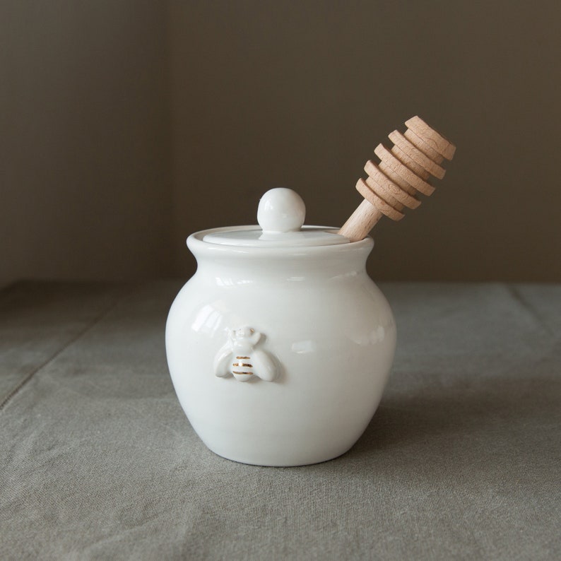Ceramic Honey jar. Handmade White jar. Honey pot. Honey jar Etsy
