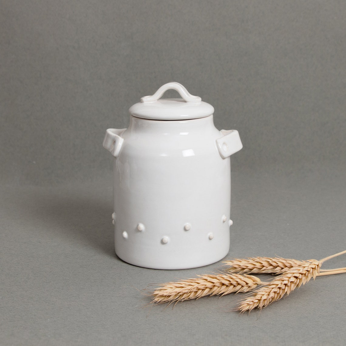 Ceramic jar handmade. Pottery tea jar. White Jar with Lid. Etsy