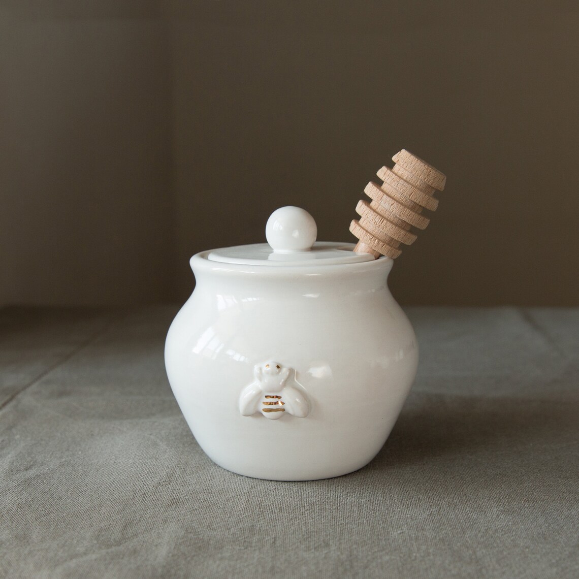 Ceramic Honey jar. Handmade White jar. Honey pot. Honey jar Etsy