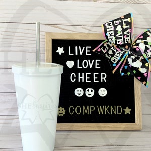 Cheer Tumbler Mockup White JPEG Cup with Top and Straw