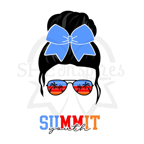 Youth Summit CUSTOM DESIGNS are NOT currently available Cheerleading Cheer Cheerleader svg png dtf sublimation Athlete Sunglasses Palm Tree