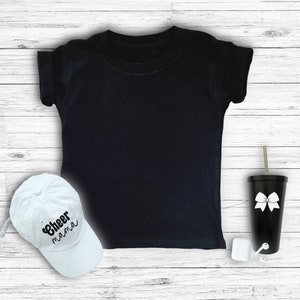 Cheer Mom T-shirt Mockup Front Back Black White Cheerleader Cheerleading PNG