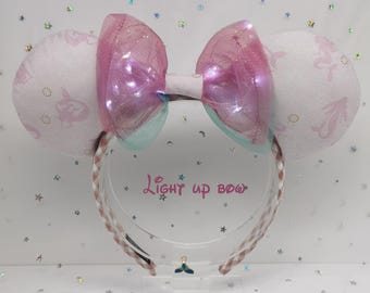Little Mermaid Handmade Light Up Disney Ears | LED Mickey Minnie Headband | Perfect for Park Days, Disney Trips, Gifts & More