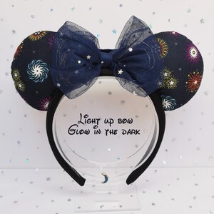 Midnight Fireworks Light up Disney Ears | LED Bow | Glow in  display picture 3