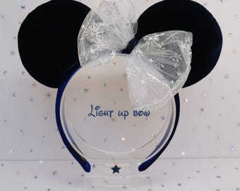 Frozen Velvet Handmade Light Up Disney Ears | LED Mickey Minnie Headband | Perfect for Park Days, Disney Trips, Gifts & More
