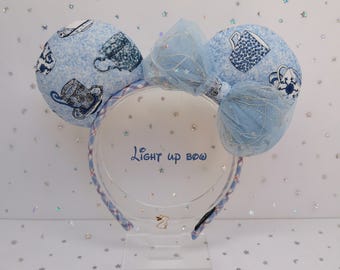 Alice's Tilted Teacups Handmade Light Up Disney Ears | LED Mickey Minnie Headband | Perfect for Park Days, Disney Trips, Gifts & More