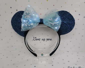 Frozen Ice Crackle Handmade Light Up Disney Ears | LED Mickey Minnie Headband | Perfect for Park Days, Disney Trips, Gifts & More