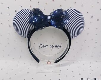 Disney Cruise Stripes Handmade Light Up Disney Ears | LED Mickey Minnie Headband | Perfect for Park Days, Disney Trips, Gifts & More
