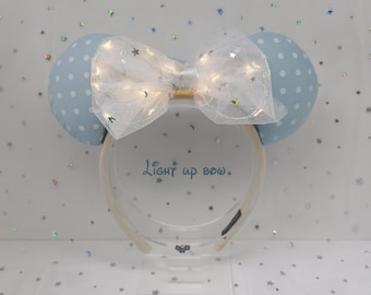 Blue Frozen Handmade Light Up Disney Ears | LED Mickey Minnie Headband | Perfect for Park Days, Disney Trips, Gifts & More