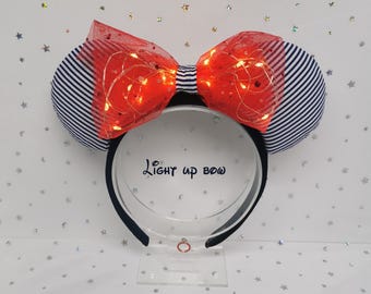 Disney Cruise Stripes Handmade Light Up Disney Ears | LED Mickey Minnie Headband | Perfect for Park Days, Disney Trips, Gifts & More