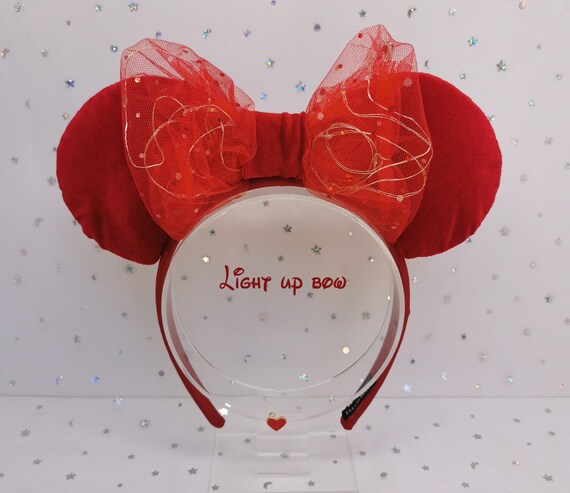 Red Velvet Handmade Light up Disney Ears | LED Mickey Minnie  display picture 1