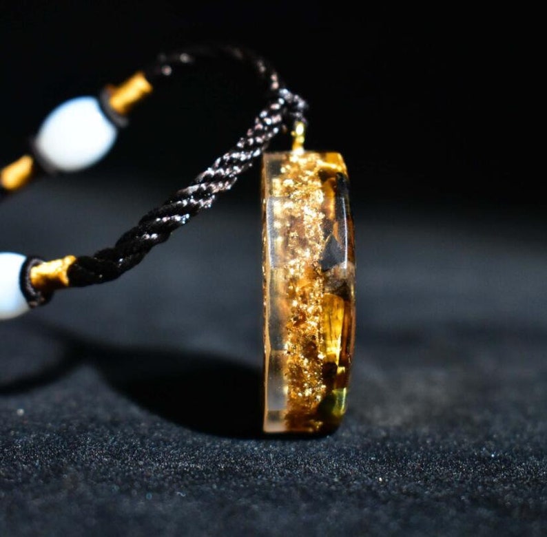 Orgonite Natural Tiger Eye Crystal Pendant Necklace-Sri Yantra Sacred Geometry Orgone-EMF Protection Chakra Healing Orgone-Orgonite Gift