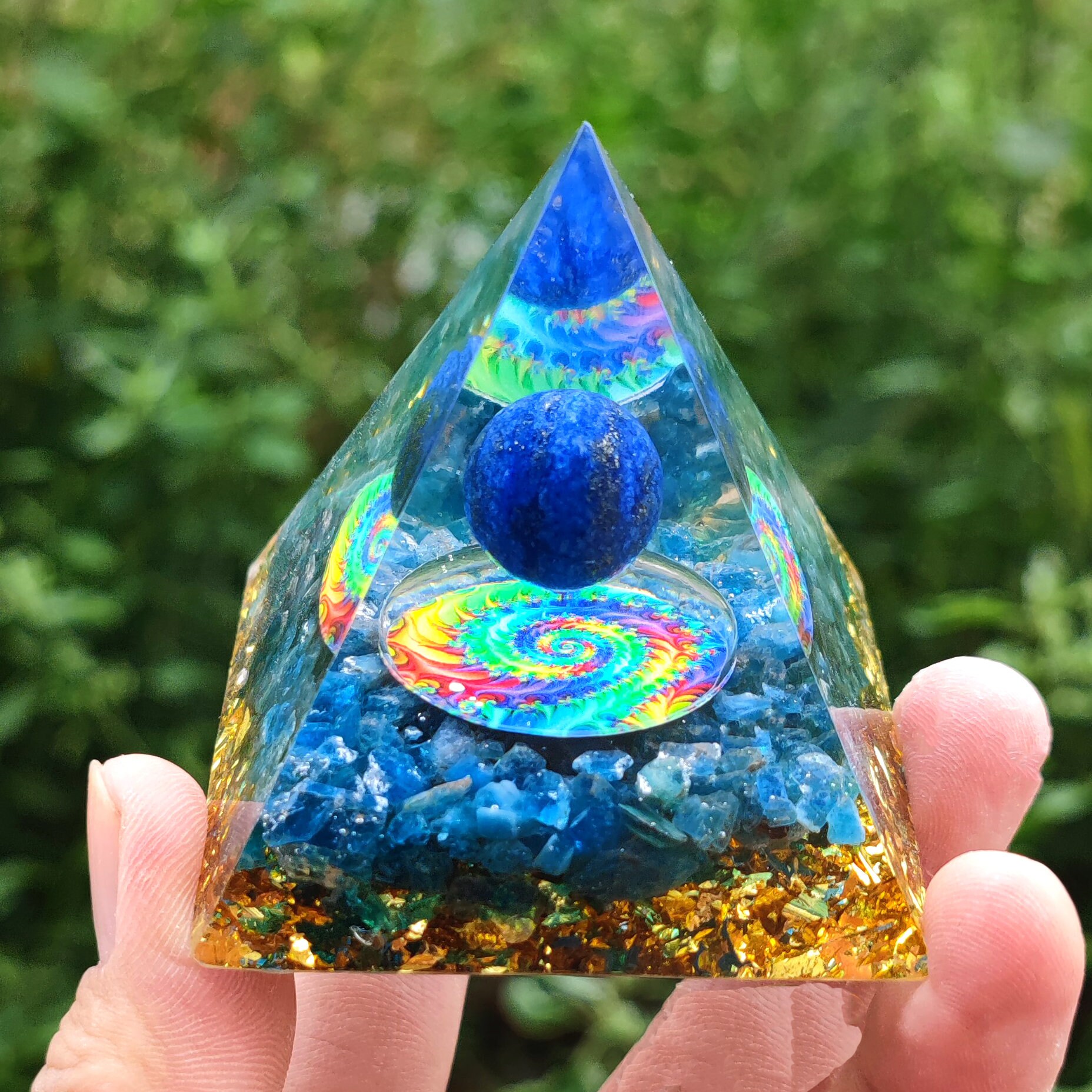Lapis Lazuli Crystal Sphere Orgonite Pyramid-Aquamarine Healing Reiki…