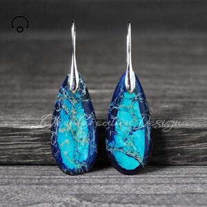 Natural Blue Sea Sediment Stone Earrings-Yoga Earrings GIFT