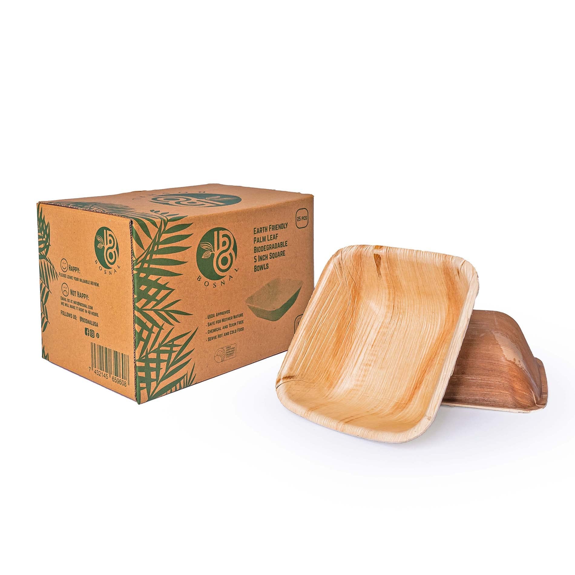 N185 Cardboard Premium Compostable Biodegradable Food Container Bowls 32oz  x 50