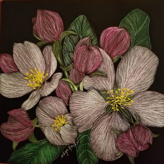 Apple Blossom Flower Pink Flowers Tree Limb Blossoms 6x6 Etsy