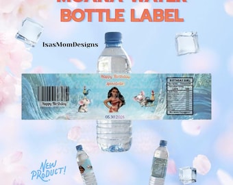 Personalized Moana Water Bottle Labels JPG