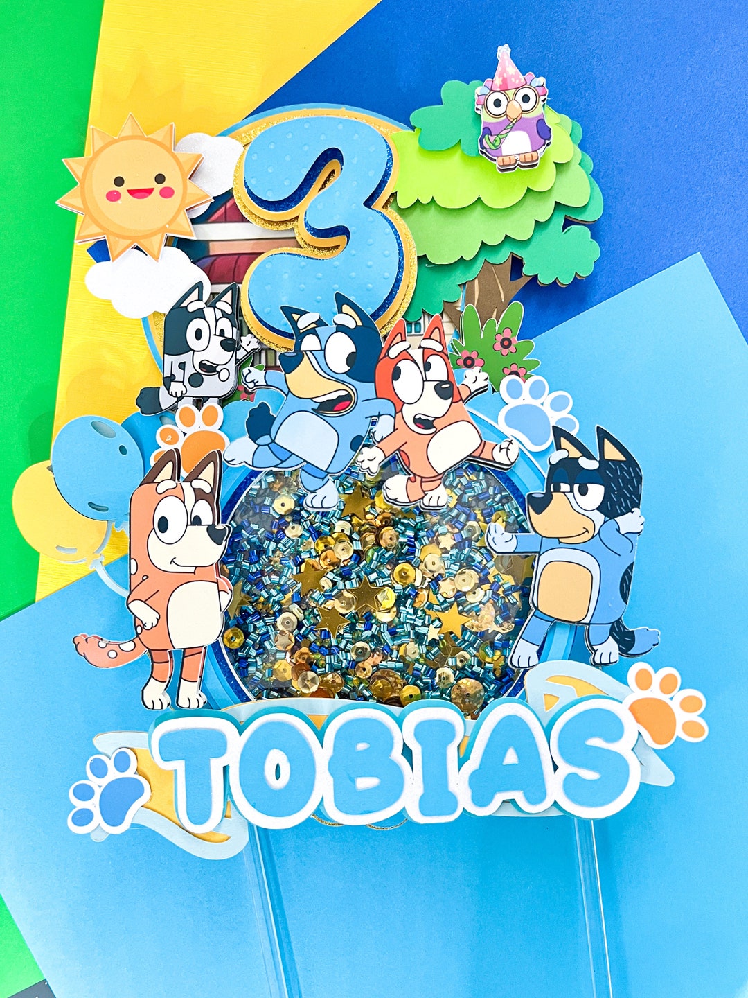Bluey Inspired Cake Topper Shaker Bluey Birthday Bluey Cake Etsy