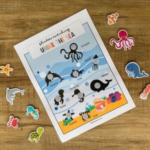 Utskrivbar under havet, utskrivbar havsdjur, småbarnsaktivitet, utskrivbar hemundervisning, förskoleaktivitet, utskrivbar aktivitetsbok, Montessori